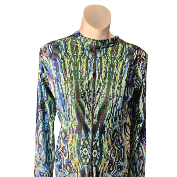 Slippins Long Sleeve Skinsuit Women OS Multi Color NWT Abstract Zip up - Picture 2 of 6